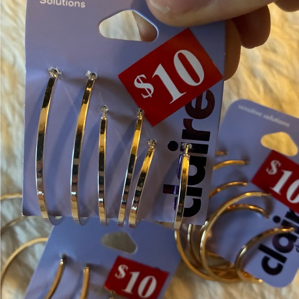 Claire's Shiny Silver and Gold Hoop Earrings lot